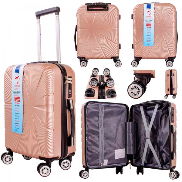 T-HC-US-1829 ROSE GOLD CABIN EASYJET TRAVEL TROLLEY SUITCASE