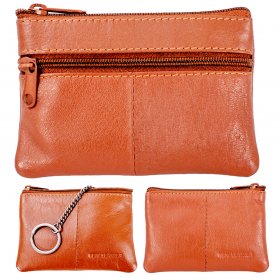 0996 MID BROWN GRAINED C.NAPPA PURSE W/FRONT & BACK ZIP