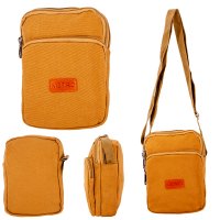 LL-166 BROWN X-BODY 3 ZIP SHOULDER BAG