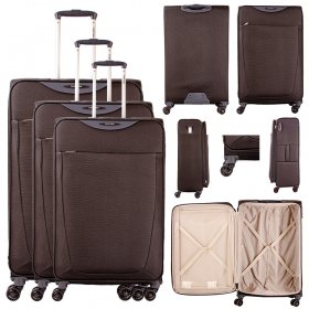 1985 BLACK SET OF 3 TRAVEL TROLLEY SUITCASES