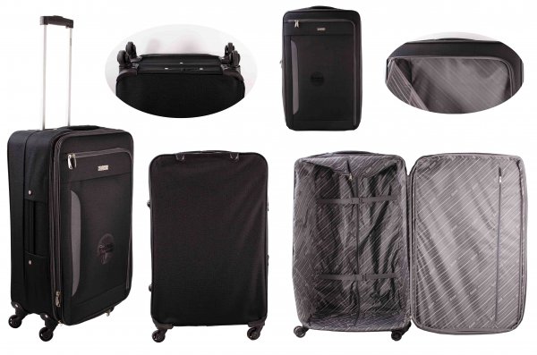 EV-437 BLACK 24'' 4 WHEELER TRAVEL TROLLEY SUITCASE