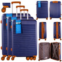 T-HC-17 NAVY SET OF 3 TRAVEL TROLLEY SUITCASE