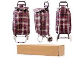 ST-08 CH RED-MUSTARD CHECK 2 WHEEL SHOPPING TROLLEY BOX OF 10