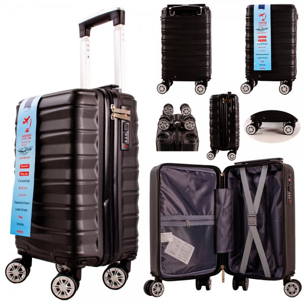 T-HC-US-10 BLACK 15.7'' UNDER-SEAT CABIN-SIZE TROLLEY SUITCASE