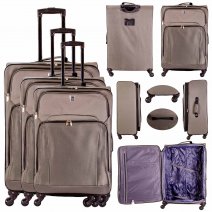 YP777 GREY SET OF 3 TRAVEL TROLLEY SUITCASES