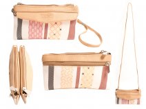 7802 BEIGE Purse/Bag with Neck Strap & Front Flap