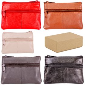 0996 ASSORTED GRAINED C.NAPPA PURSE W/FRONT & BACK ZIP BOX OF 12