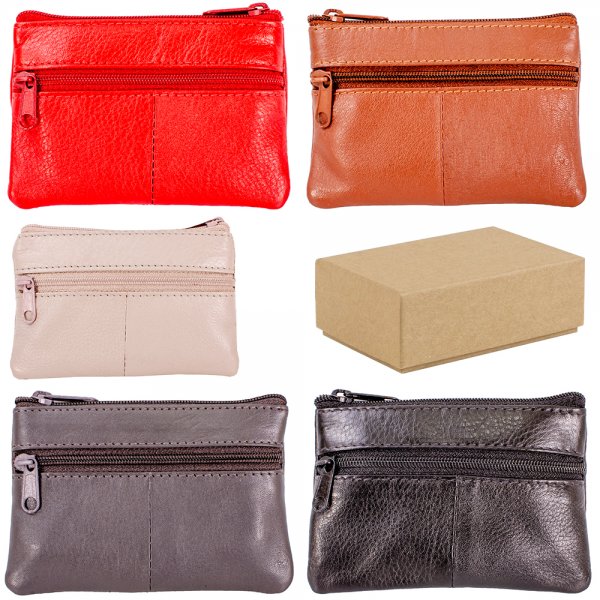 0996 ASSORTED GRAINED C.NAPPA PURSE W/FRONT & BACK ZIP BOX OF 12