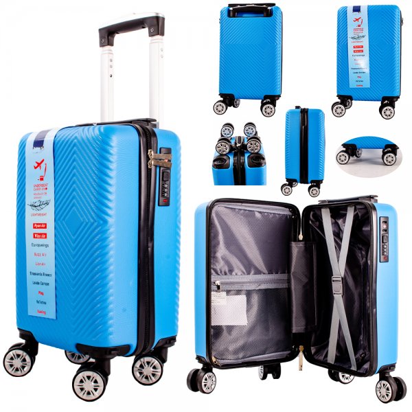 T-HC-US-11 L.BLUE 15.7'' UNDER-SEAT CABIN-SIZE TROLLEY SUITCASE