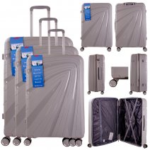 T-HC-PP03 SILVER SET OF 3 TRAVEL TROLLEY SUITCASE