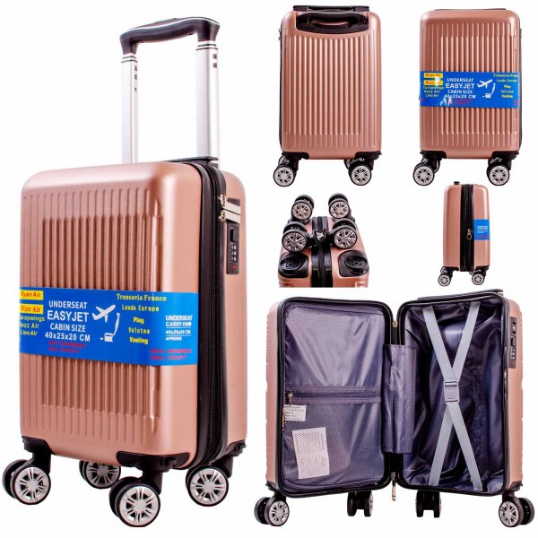 T-HC-US-1631 ROSE GOLD RYAN AIR CABIN-SIZE TROLLEY SUITCASE