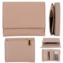 7261 TAUPE PU TRIFOLD WALLET PURSE W/MULTIPLE CARD SECTION