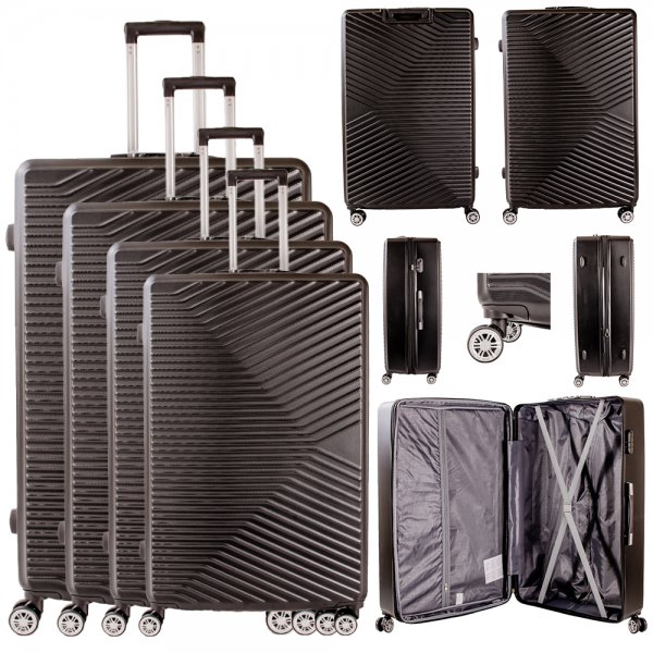 T-HC-11 BLACK SET OF 4 TRAVEL TROLLEY SUITCASE