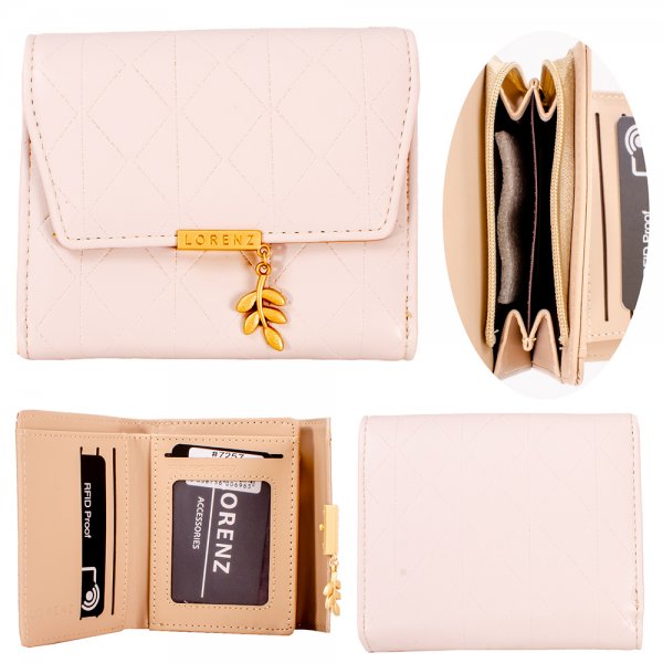 7257 OFF WHITE SMALL QUILTED EFFECT PU RFID PURSE