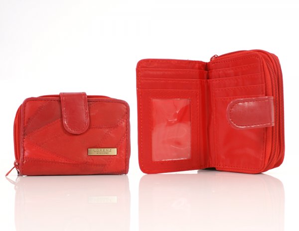 4620 RED Twin Zip Economy Patch Purse Wallet