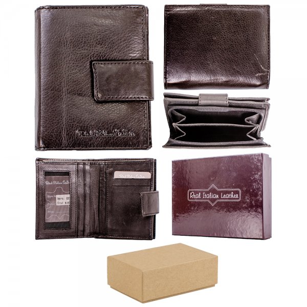 027 BLACK RFID ITALIAN LEATHER WALLET BOX OF 12