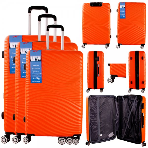 T-HC-14 ORANGE SET OF 3 TRAVEL TROLLEY SUITCASE