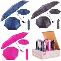 JBUMB16 WHITE DOT ASSORTED MANUAL UMBRELLA BOX OF 12