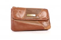 4673 TAN Econ. Patch Purse wth Flap Pckts & Zips