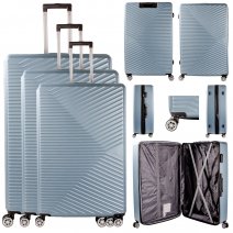 T-HC-11 LIGHT BLUE SET OF 3 TRAVEL TROLLEY SUITCASE