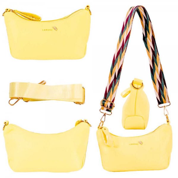 7266 LEMON LEATHR GRN PU X-BODY WAIST BAG W/INTERCHANGABLE STRAP