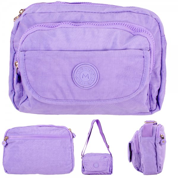 LL-252 PURPLE 4 ZIP SHOULDER BAG