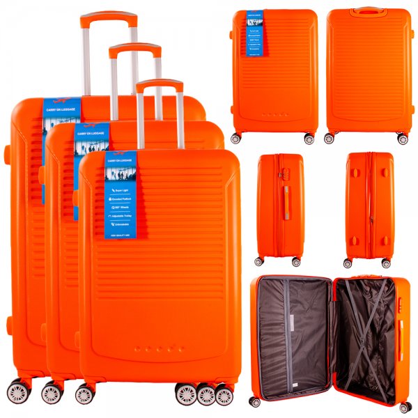 T-HC-16 ORANGE SET OF 3 TRAVEL TROLLEY SUITCASE