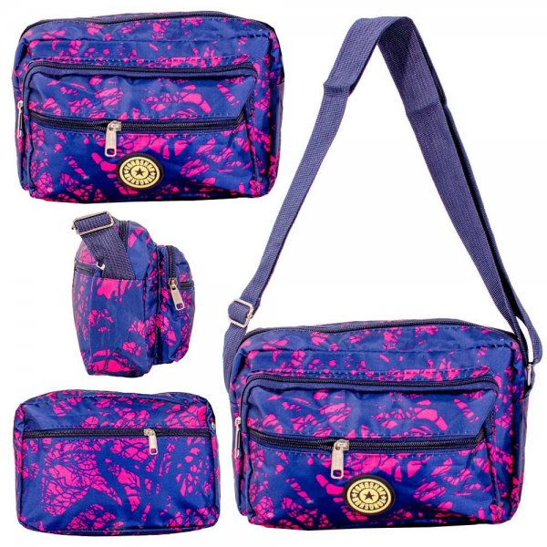 LL-157A NAVY PURPLE 4 ZIP SHOULDER BAG