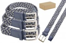 2796 NVY/GRY MULTI BOX OF 12 UNISEX STRETCHY BELT (S/M M/L L/XL)