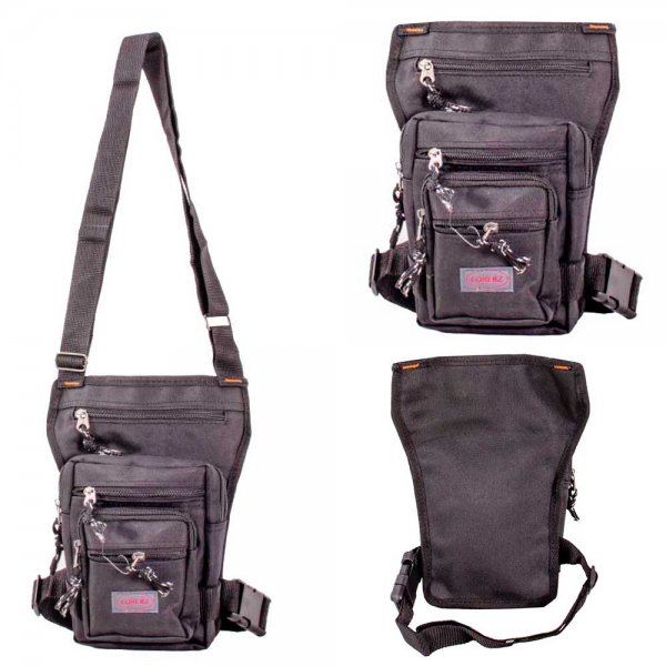 2517 BLACK BIKER HIP/SHOULDER BAG W/5 ZIP