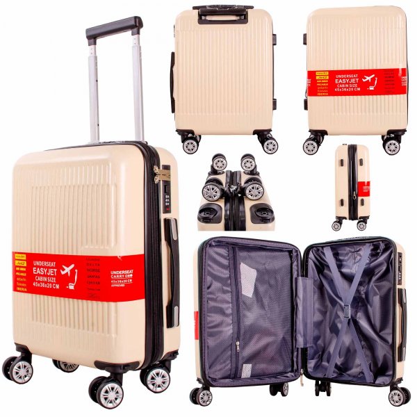 T-HC-US-1831 BEIGE UNDERSEAT CABIN-SIZE EASYJET TROLLEY SUITCAS