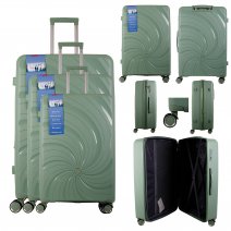 T-HC-PP04 LIME GREEN SET OF 3 TRAVEL TROLLEY SUITCASE