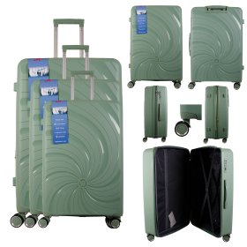 T-HC-PP04 LIME GREEN SET OF 3 TRAVEL TROLLEY SUITCASE