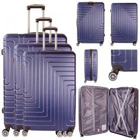 T-HC-10 NAVY SET OF 3 TRAVEL TROLLEY SUITCASES