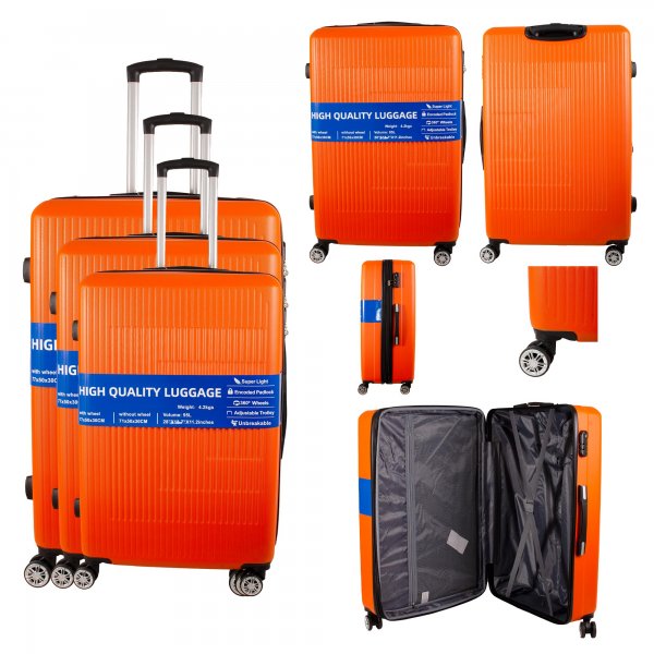 T-HC-30 ORANGE SET OF 3 TRAVEL TROLLEY SUITCASE