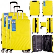 T-HC-14 YELLOW SET OF 3 TRAVEL TROLLEY SUITCASE