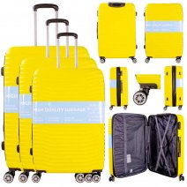 T-HC-26 YELLOW SET OF 3 TRAVEL TROLLEY SUITCASE