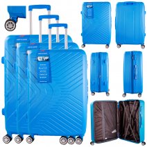 T-HC-15 LIGHT BLUE SET OF 3 TRAVEL TROLLEY SUITCASE