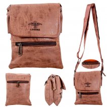 6894 DARK BROWN 2-TONE COMPACT FLIPOVER 2/ZIP X-BODY BAG