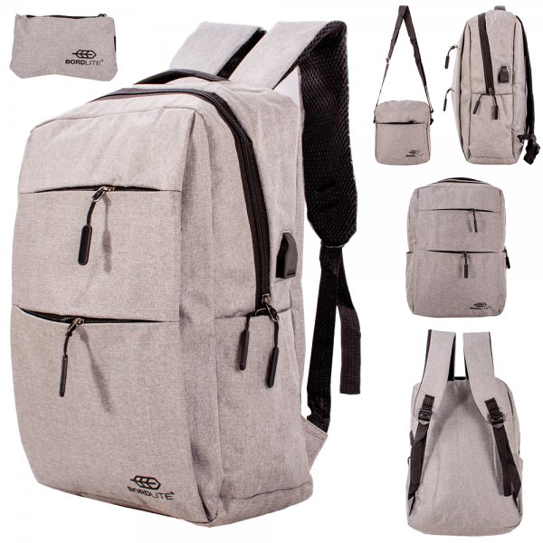 JBBP276 GREY 3PC LAPTOP BACKPACK