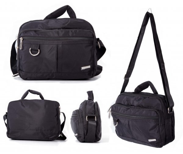 2454 BLACK TWN TP ZP LNDSCPE X-BDY BAG / 2 FRONT ZIP