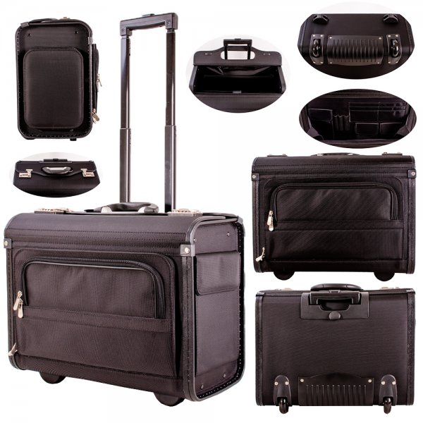 6918 BLACK PILOT TRAVEL TROLLEY SUITCASE