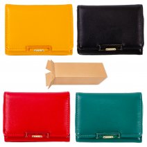 7259 ASSORTED PU TRIFOLD WALLET PURSE WITH C.SECTION BOX OF 12
