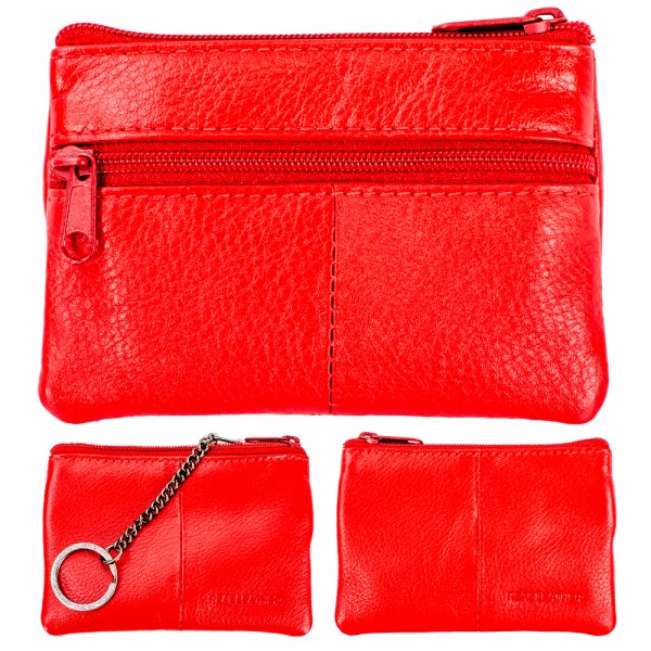 0996 RED GRAINED C.NAPPA PURSE W/FRONT & BACK ZIP