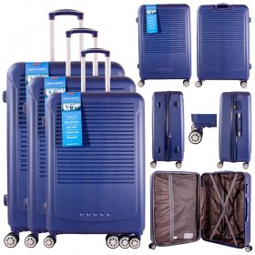 T-HC-16 NAVY SET OF 3 TRAVEL TROLLEY SUITCASE