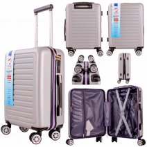 T-HC-US-22 SILVER W/PURPLE ZIP CABIN EASYJET TROLLEY SUITCASE