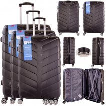 T-HC-25 BLACK SET OF 3 TRAVEL TROLLEY SUITCASE