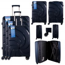 T-HC-PP04 NAVY SET OF 3 TRAVEL TROLLEY SUITCASE