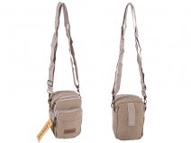 2540 BEIGE SMLL CANVAS TWIN TP ZIP BAG WT 2 FNT PKTS