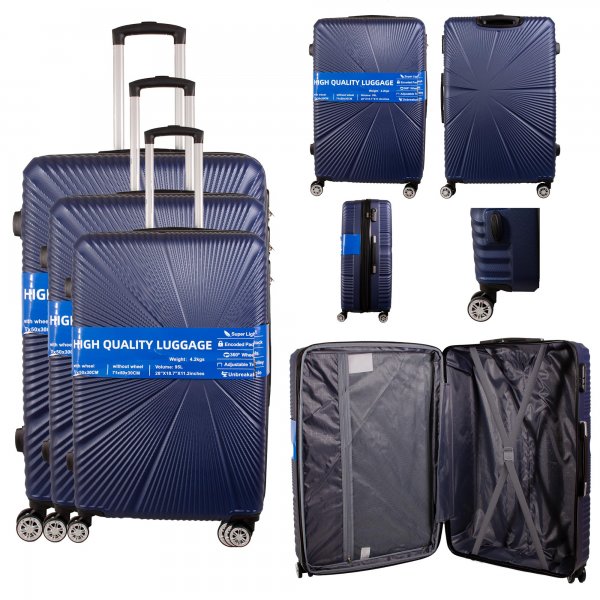 T-HC-29 NAVY SET OF 3 TRAVEL TROLLEY SUITCASE